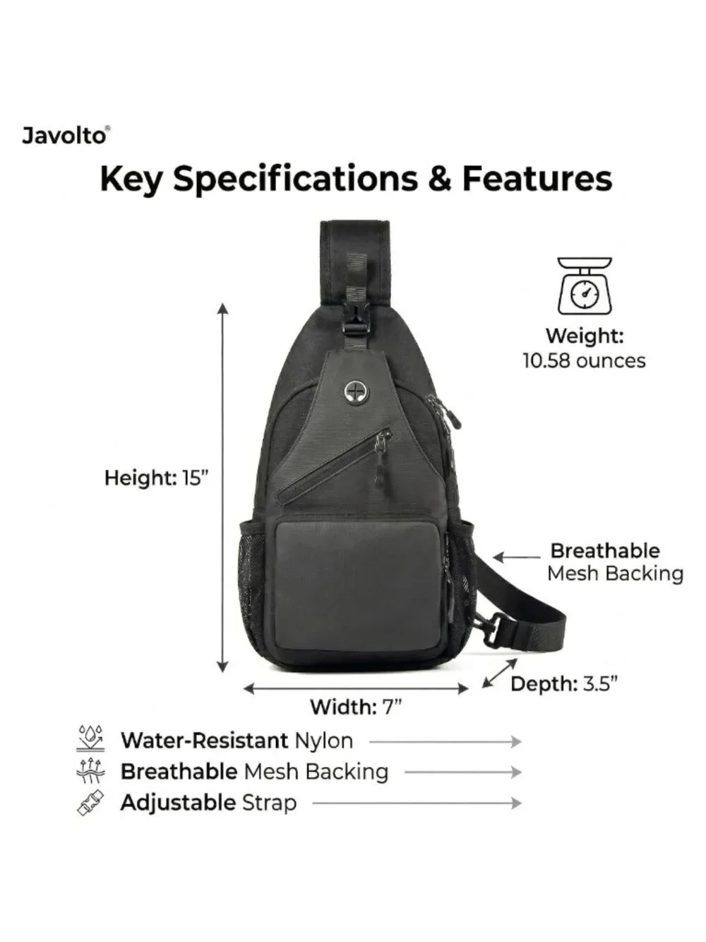 Javolto Crossbody Sling Bag Small Backpack Men Water-Resistant Shoulder Daypack